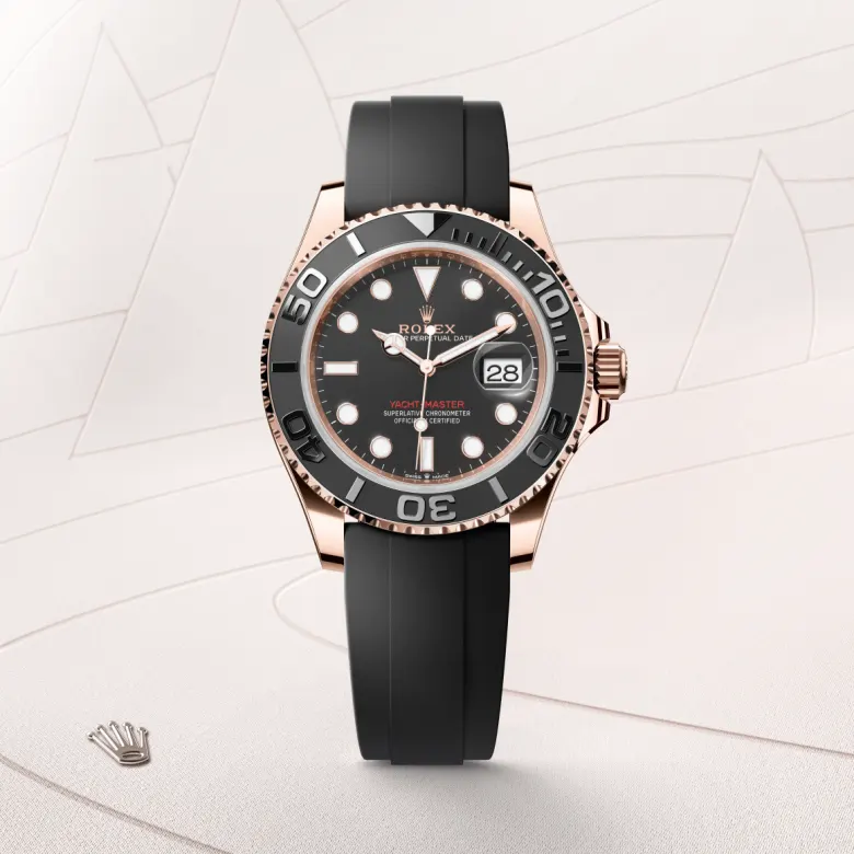 Rolex Yacht-Master 40 Oyster, 40 mm, Everose gold, Bidirectional rotatable 60-minute graduated bezel with matt black Cerachrom insert in ceramic, polished raised numerals and graduations m126655-0002 at Malalan.webp
