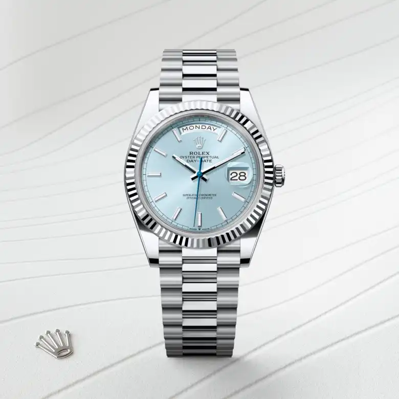 Rolex Day-Date 40 Oyster, 40 mm, platina, Rebrasti m228236-0018 at Malalan.webp