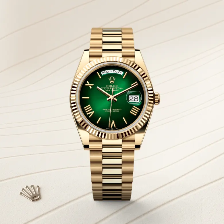 Rolex Day-Date 40 Oyster, 40 mm, rumeno zlato, Nazobčano m228238-0069 pri Malalanu.webp