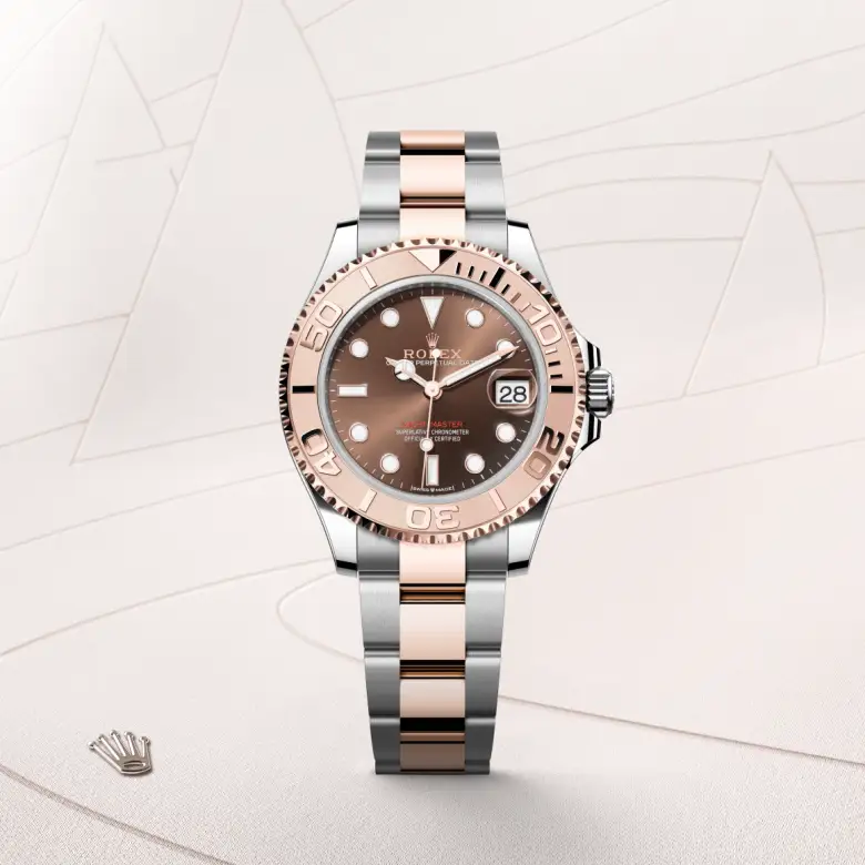 Rolex Yacht-Master 37 Oyster, 26 mm, čelik Oystersteel i Everose zlato, Dvosmjerni, rotirajući sa 60-minutnom gradacijom, s izdignutim brojkama od Everose zlata m268621-0003 at Malalan.webp