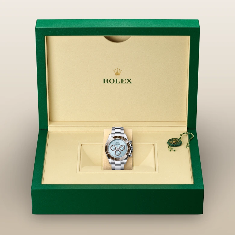 Rolex Cosmograph Daytona Oyster, 40 mm, platina, Kostanjevo rjav Cerachrom v enem kosu iz keramike oblikovane številke in gradacije m126506-0001 pri Malalanu.webp