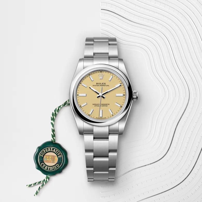 Rolex Oyster Perpetual 34 Oyster, 34 mm, Oystersteel jeklo, Izbočena m124200-0007 pri Malalanu.webp