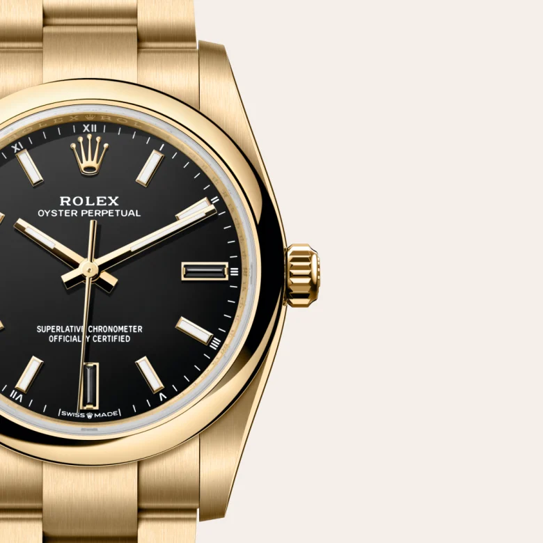 Rolex Oyster Perpetual 34 Oyster, 34 mm, yellow gold, Domed m124208-0001 at Malalan.webp