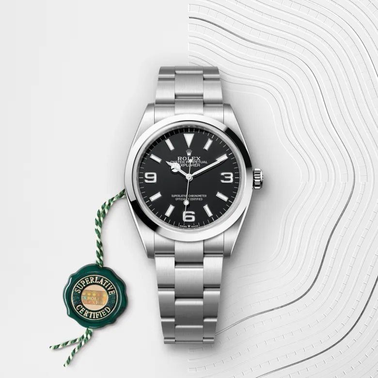 Rolex Explorer 36 Oyster, 36 mm, Oystersteel, Smooth m124270-0001 at Malalan.webp