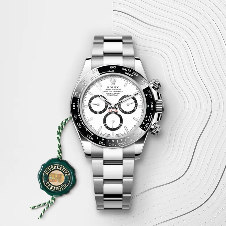Rolex Cosmograph Daytona Oyster, 40 mm, Oystersteel jeklo, Črna keramična Cerachrom luneta v enem delu z oblikovano tahimetrično skalo m126500ln-0001 pri Malalanu.webp
