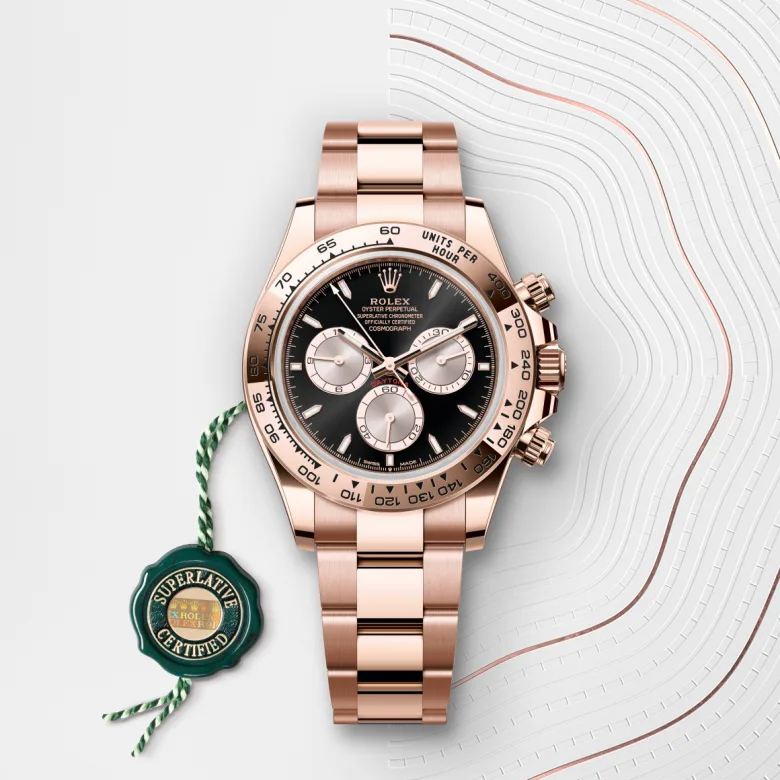 Rolex Cosmograph Daytona Oyster, 40 mm, Everose gold, Fixed, with engraved tachymetric scale, in 18 ct Everose gold m126505-0001 at Malalan.webp