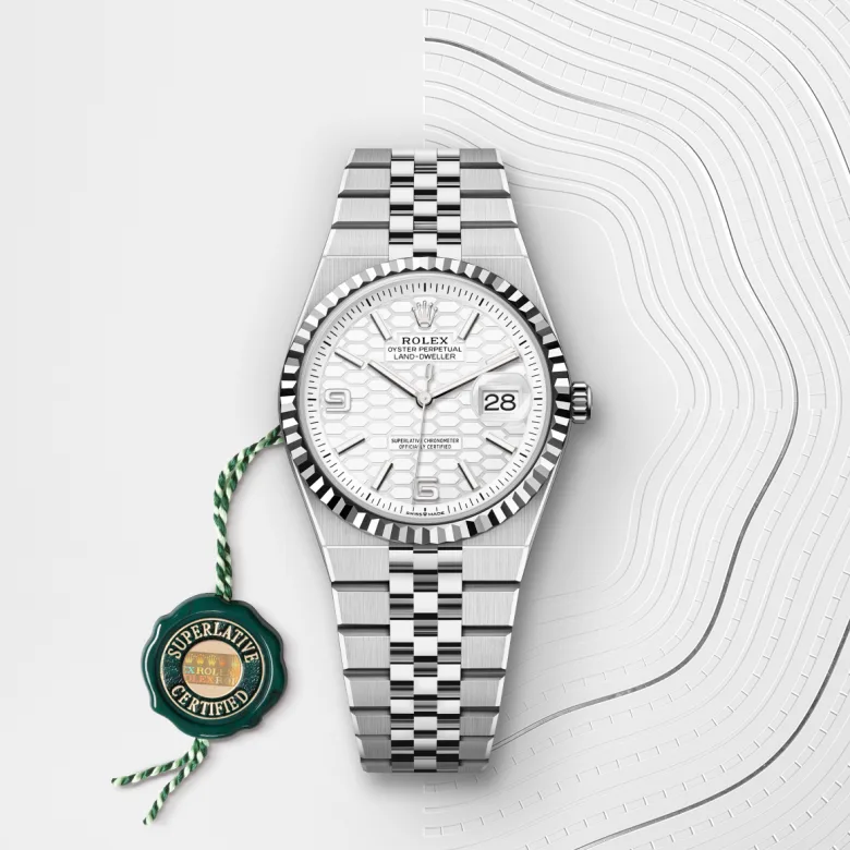 Rolex Land-Dweller 36 Oyster, 36 mm, Oystersteel and white gold, Fluted m127234-0001 at Malalan.webp
