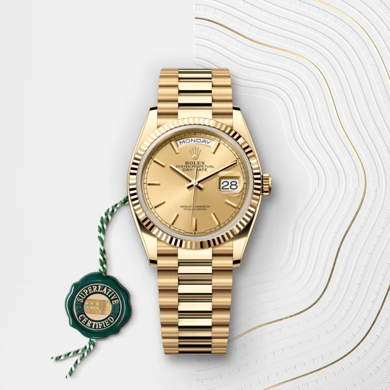 Rolex Day-Date 36 Oyster, 36 mm, rumeno zlato, Nazobčano m128238-0045 pri Malalanu.webp