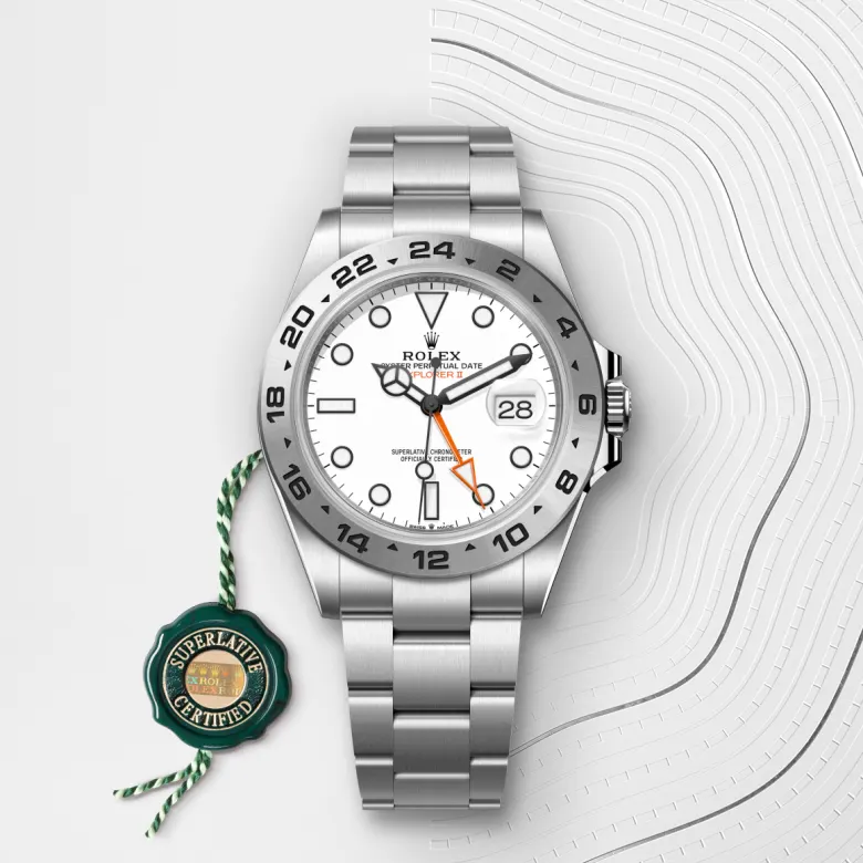 Rolex Explorer II Oyster, 42 mm, Oyster čelik, Fiksan, 24-satna gradacija m226570-0001 at Malalan.webp