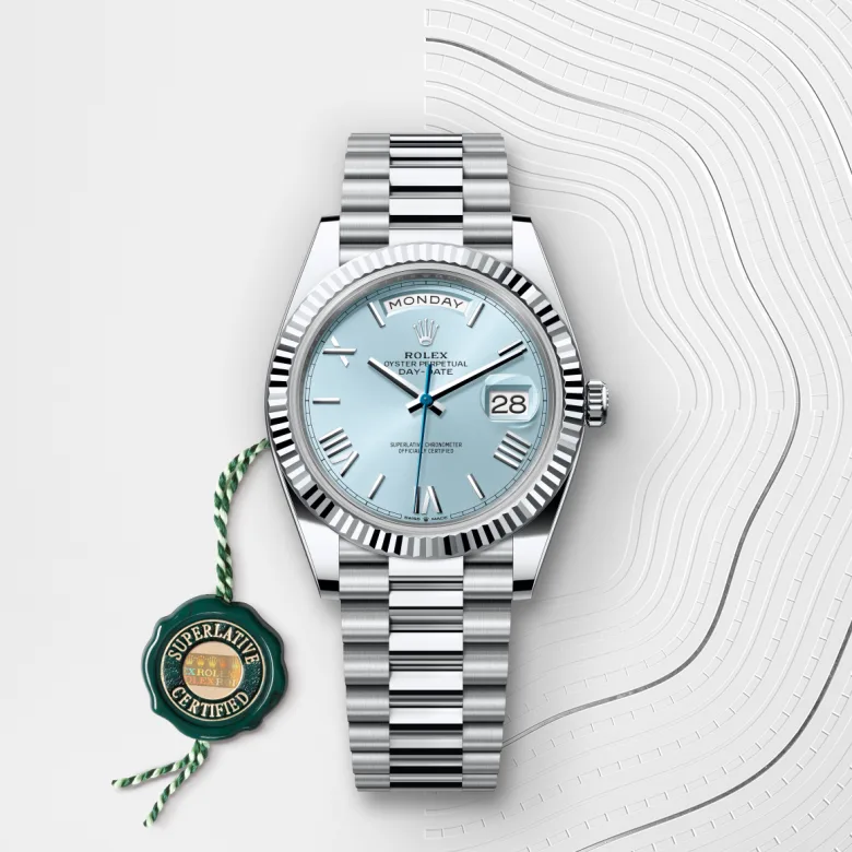 Rolex Day-Date 40 Oyster, 40 mm, platina, Nazobčano m228236-0012 pri Malalanu.webp
