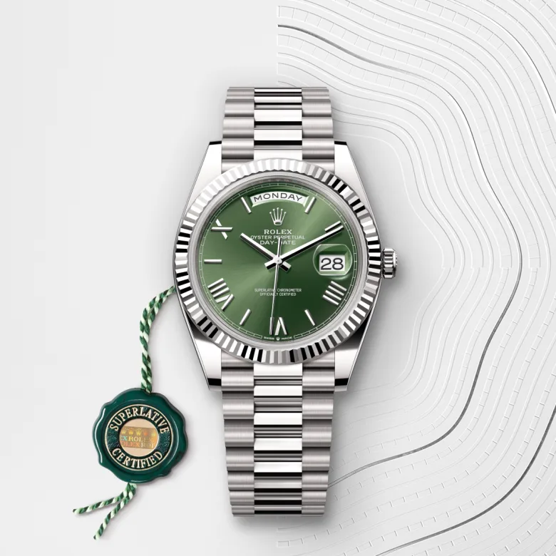 Rolex Day-Date 40 Oyster, 40 mm, white gold, Fluted m228239-0033 at Malalan.webp