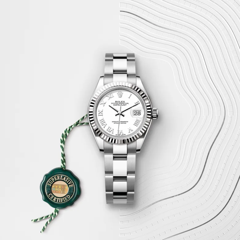 Rolex Lady-Datejust Oyster, 28 mm, Oystersteel jeklo in belo zlato, Nazobčano m279174-0020 pri Malalanu.webp