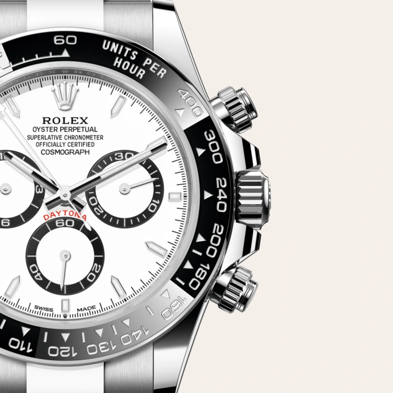 Rolex Cosmograph Daytona Oyster, 40 mm, Oystersteel jeklo, Črna keramična Cerachrom luneta v enem delu z oblikovano tahimetrično skalo m126500ln-0001 pri Malalanu.webp