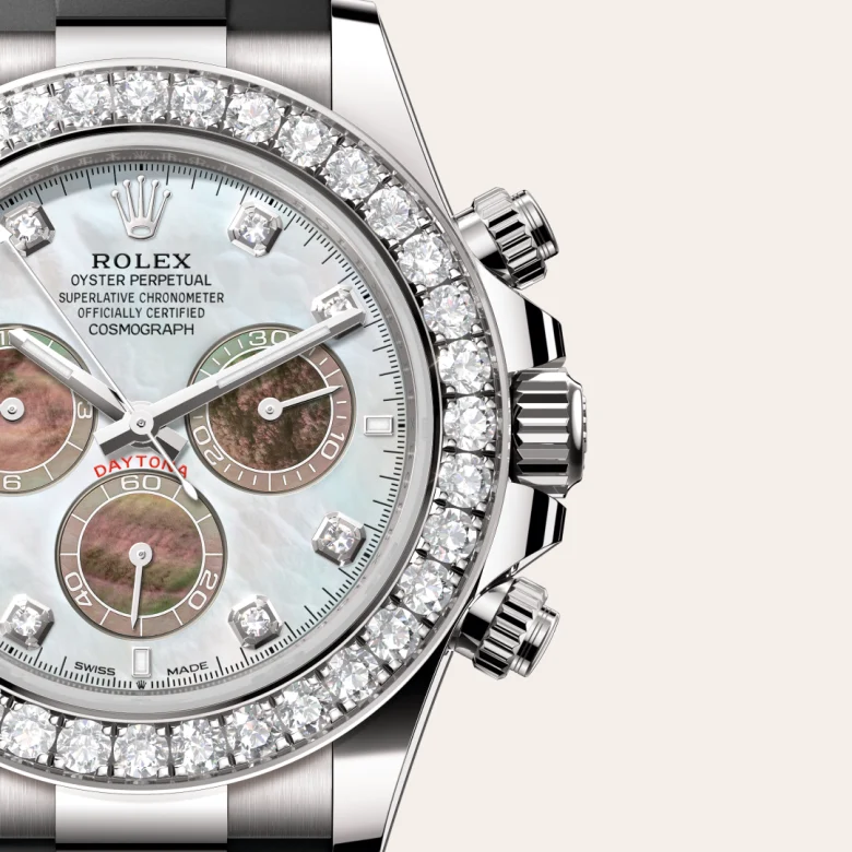 Rolex Cosmograph Daytona Oyster, 40 mm, belo zlato in diamanti, Z vdelanimi diamanti m126589rbr-0001 pri Malalanu.webp