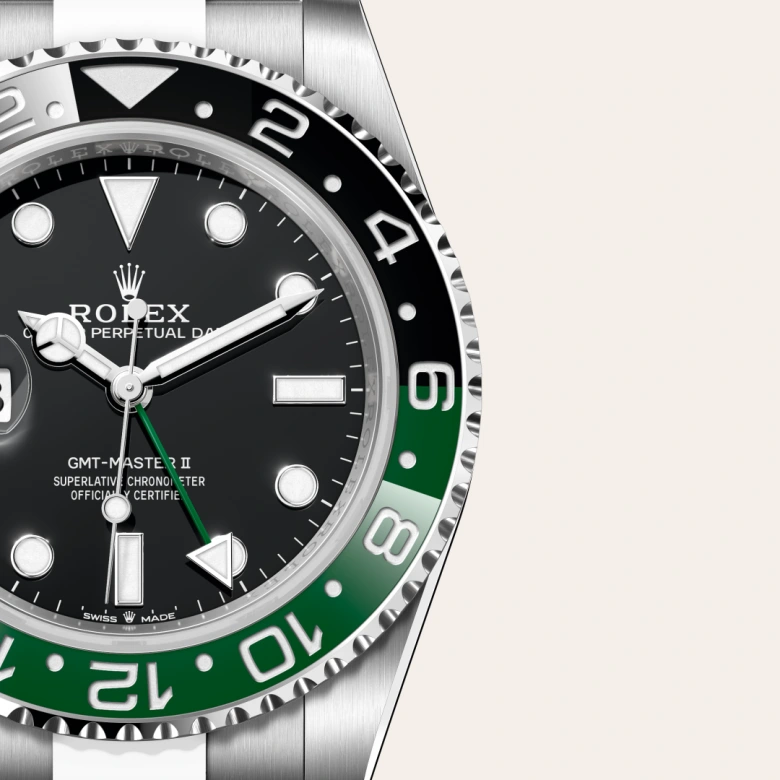 Rolex GMT-Master II Oyster, 40 mm, Oystersteel, Bidirectional rotatable 24-hour graduated bezel. Two-colour green and black Cerachrom insert in ceramic, moulded numerals and graduations m126720vtnr-0001 at Malalan.webp