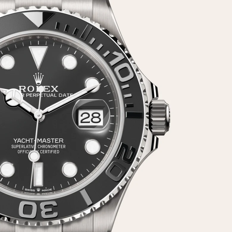 Rolex Yacht-Master 42 Oyster, 42 mm, RLX titanium, Bidirectional rotatable 60-minute graduated bezel with matt black Cerachrom insert in ceramic, polished raised numerals and graduations m226627-0001 at Malalan.webp