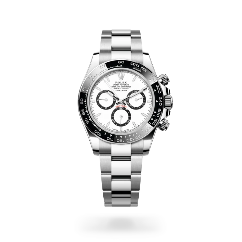 Rolex Cosmograph Daytona Oyster, 40 mm, Oystersteel jeklo, Črna keramična Cerachrom luneta v enem delu z oblikovano tahimetrično skalo m126500ln-0001 pri Malalanu.webp
