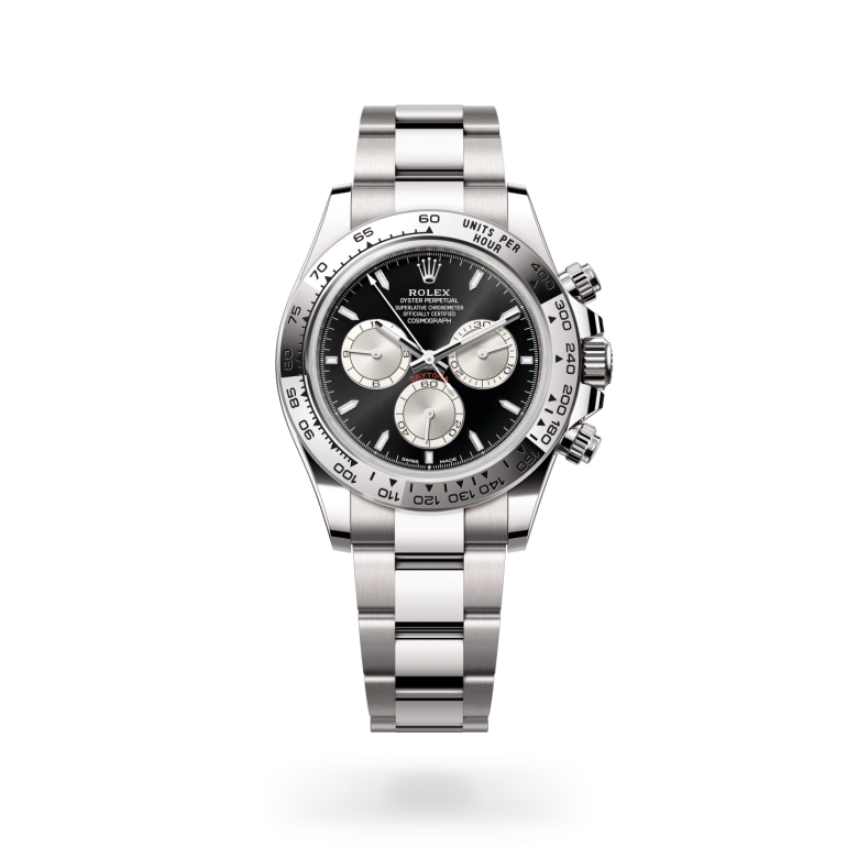 Rolex Cosmograph Daytona Oyster, 40 mm, belo zlato, Fiksna, z vgravirano tahimetrsko skalo, iz 18-kt belega zlata m126509-0001 pri Malalanu.webp