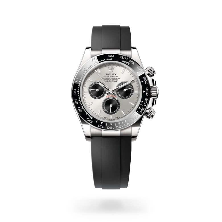 Rolex Cosmograph Daytona Oyster, 40 mm, belo zlato, Črna keramična Cerachrom luneta v enem delu z oblikovano tahimetrično skalo m126519ln-0006 pri Malalanu.webp