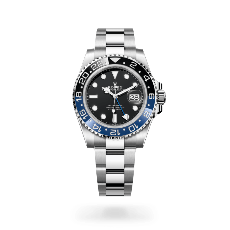 Rolex GMT-Master II Oyster, 40 mm, Oystersteel jeklo, Dvosmerno vrtljiva luneta s 24-urnim zapisom Dvobarvni moder in črn vložek Cerachrom iz keramike, oblikovane številke in gradacije m126710blnr-0003 pri Malalanu.webp