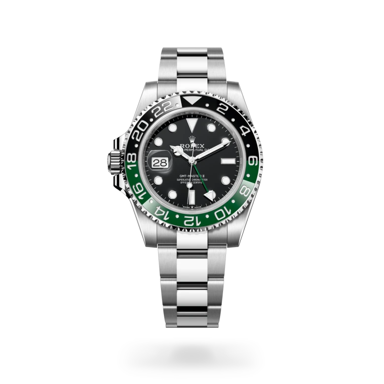 Rolex GMT-Master II Oyster, 40 mm, Oystersteel, Bidirectional rotatable 24-hour graduated bezel. Two-colour green and black Cerachrom insert in ceramic, moulded numerals and graduations m126720vtnr-0001 at Malalan.webp