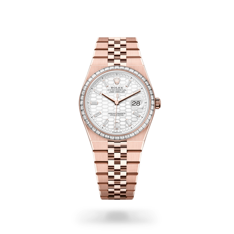 Rolex Land-Dweller 36 Oyster, 36 mm, Everose gold and diamonds, Set with diamonds m127285tbr-0002 at Malalan.webp