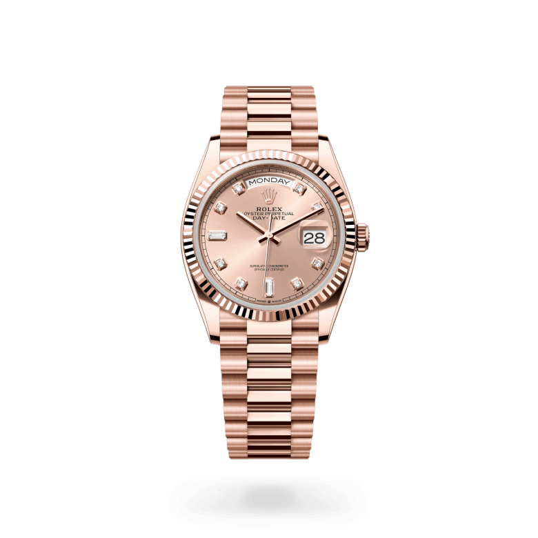 Rolex Day-Date 36 Oyster, 36 mm, Everose gold, Fluted m128235-0009 at Malalan.webp