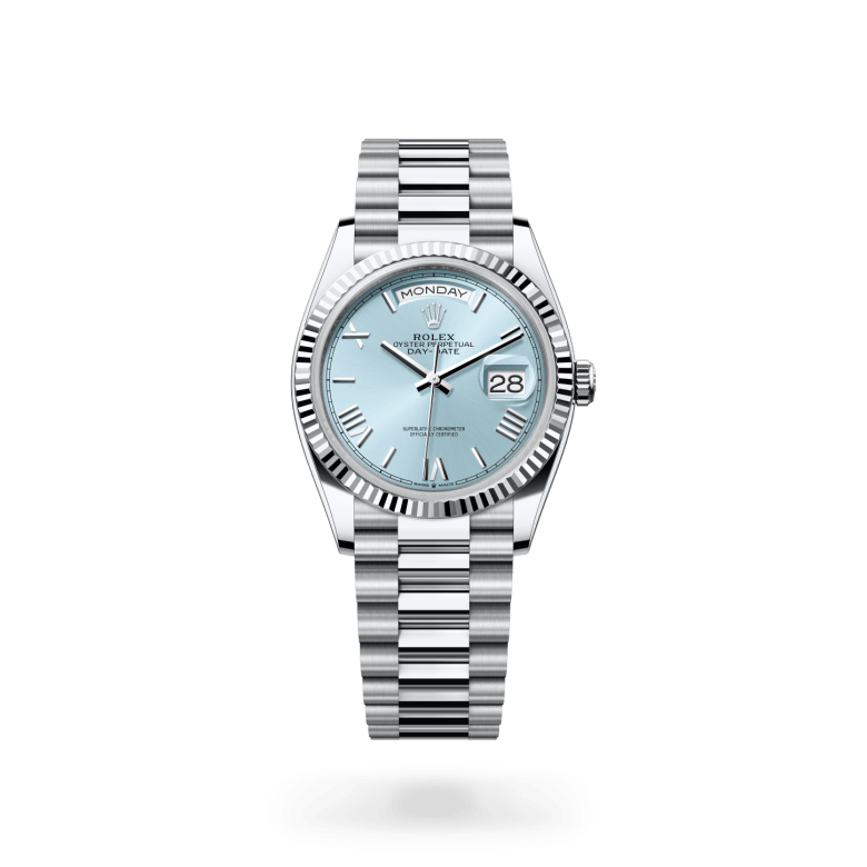 Rolex Day-Date 36 Oyster, 36 mm, platinum, Fluted m128236-0018 at Malalan.webp