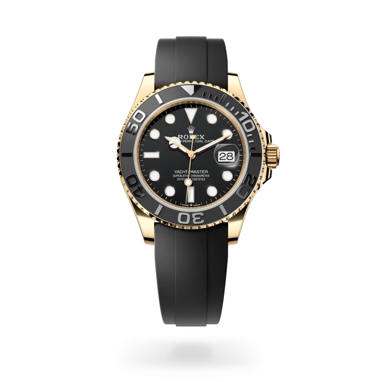 Rolex Yacht-Master 42 Oyster, 42 mm, žuto zlato, Dvosmjerni, rotirajući prsten s 60- minutnom gradacijom, s mat crnim umetkom Cerachrom u keramici, s poliranim izdignutim brojevima i gradacijom m226658-0001 at Malalan.webp