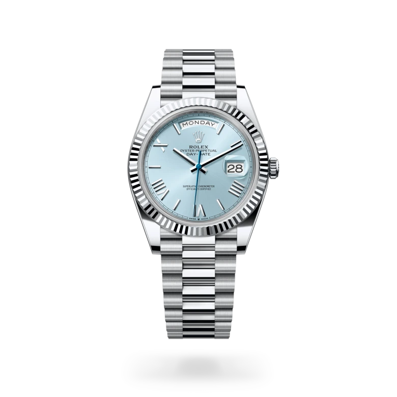 Rolex Day-Date 40 Oyster, 40 mm, platina, Nazobčano m228236-0012 pri Malalanu.webp
