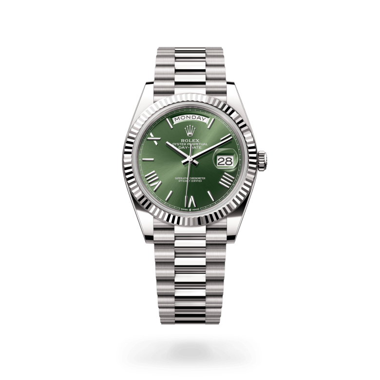 Rolex Day-Date 40 Oyster, 40 mm, white gold, Fluted m228239-0033 at Malalan.webp