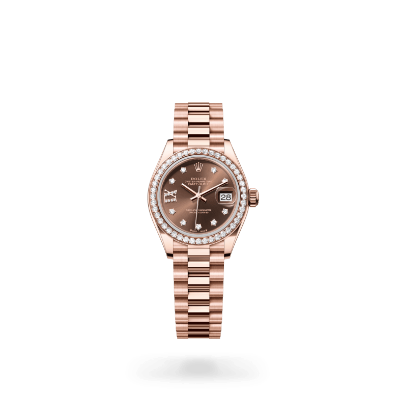 Rolex Lady-Datejust Oyster, 28 mm, Everose zlato in diamanti, Z vdelanimi diamanti m279135rbr-0001 pri Malalanu.webp
