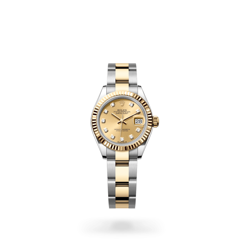 Rolex Lady-Datejust Oyster, 28 mm, Oystersteel jeklo in rumeno zlato, Nazobčano m279173-0012 pri Malalanu.webp