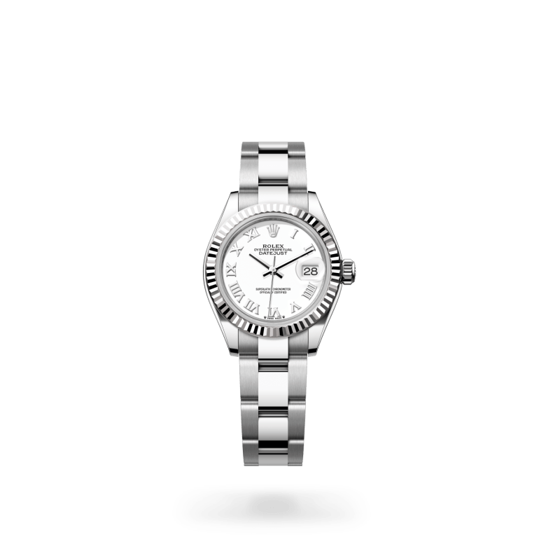 Rolex Lady-Datejust Oyster, 28 mm, Oystersteel jeklo in belo zlato, Nazobčano m279174-0020 pri Malalanu.webp