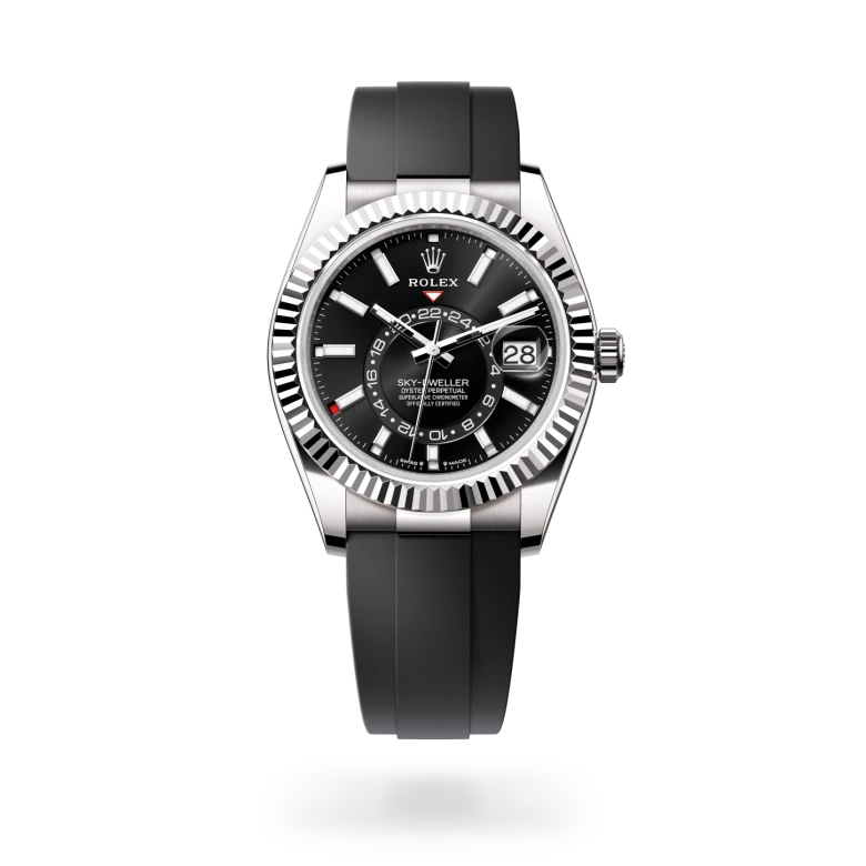 Rolex Sky-Dweller Oyster, 42 mm, white gold, Fluted, bidirectional rotatable Rolex Ring Command m336239-0002 at Malalan.webp